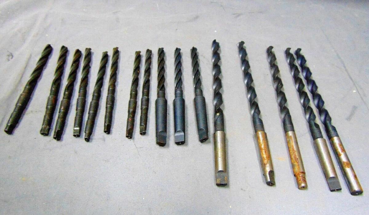 Lot Of 16 Various Shanks Makes Models Metalworking Drill Press Drill Bits