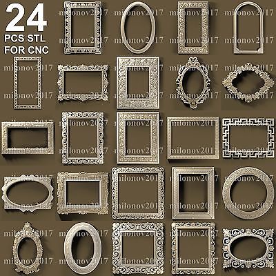 3d STL Model 24 PCS Relief Frame pack #5 for CNC Router Artcam Aspire