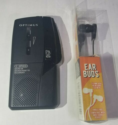 Optimus Micro-36 Ultra Compact Cassette Tape Recorder Player + Headphones