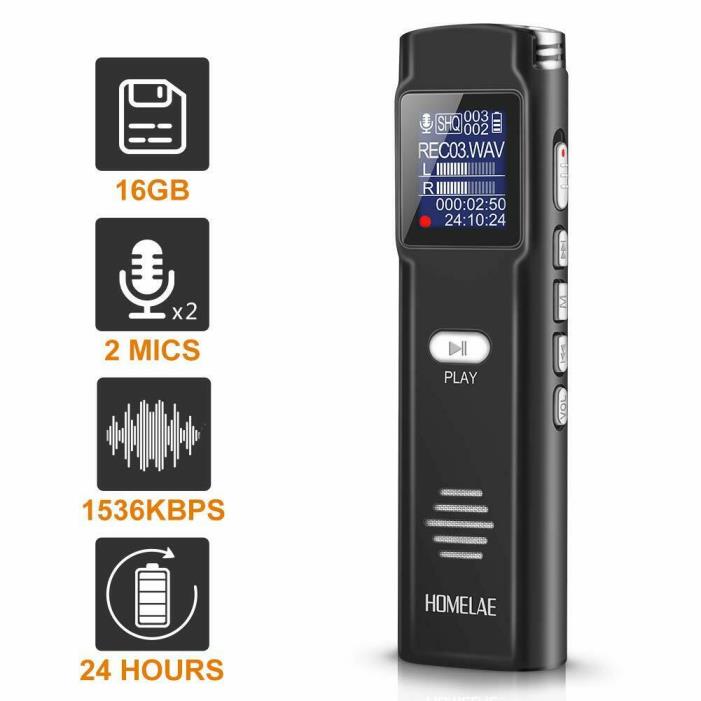 Digital Voice Activated Recorder,16GB Mini Sound Audio Recorder for Meetings, Cl