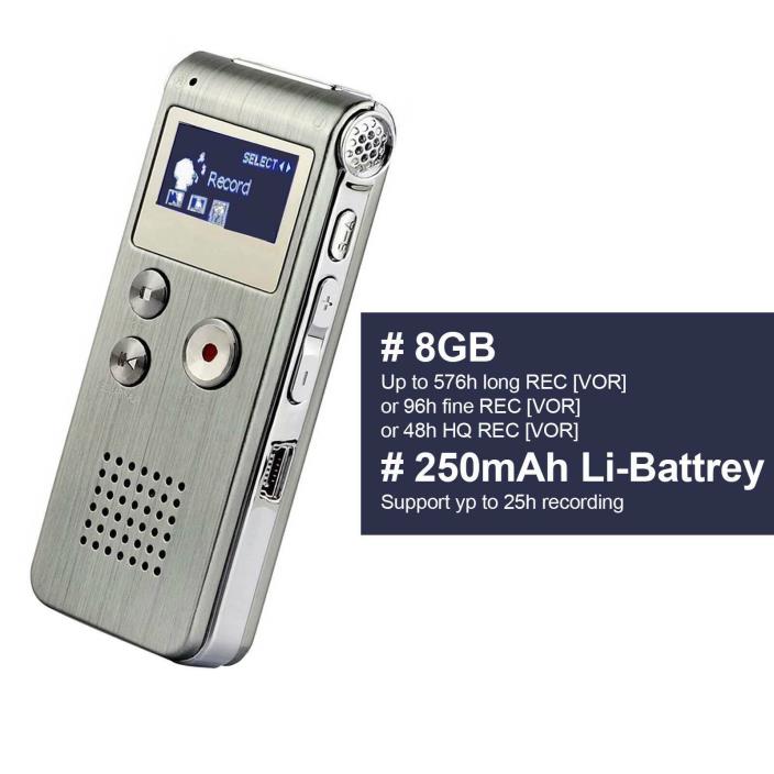 Voice Active Mini Spy Digital Sound Audio Recorder Dictaphone 8GB MP3 Player