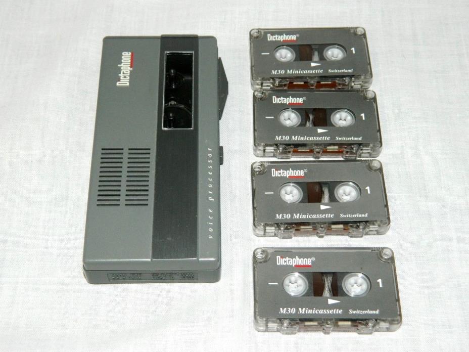 Dictaphone Microcassette Voice Processor Recorder Model 1253 w 4 Cassettes VTG