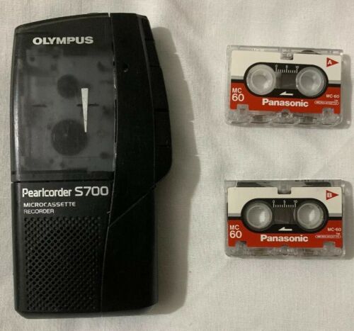 Olympus Pearlcorder S700 Microcassette Recorder With 2 Panasonic 60 Min Tapes