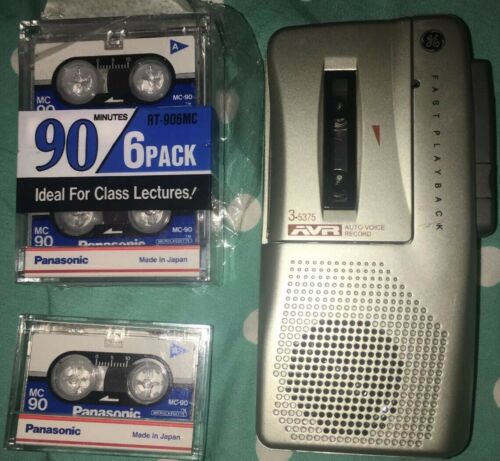 GE Fast Playback Recorder Auto Voice Record 3-5375A AVR w/5 microcassette tape