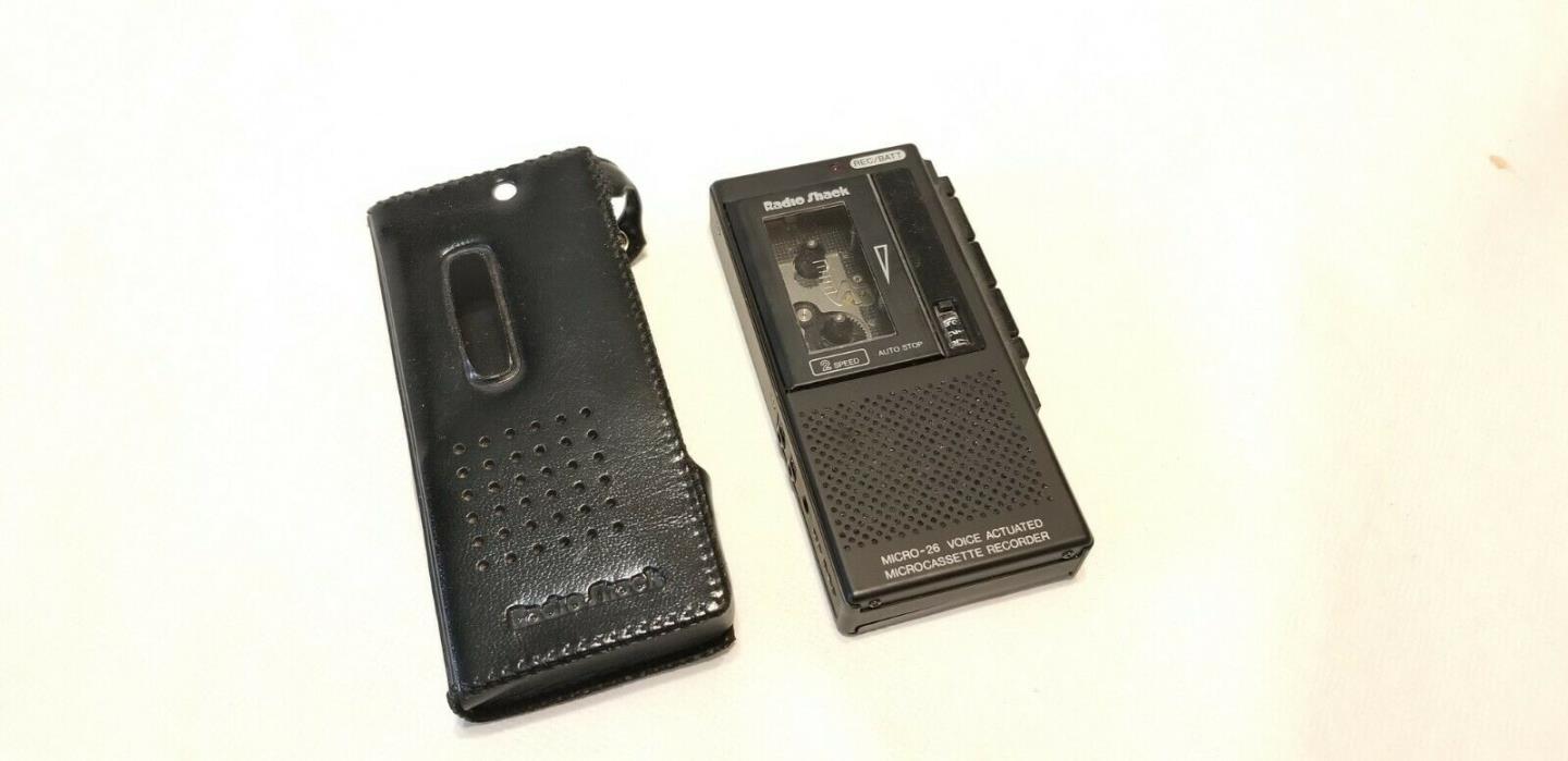 Radio Shack 14-1043 Micro-26 Voice Activated Microcassette Tape Recorder & Case