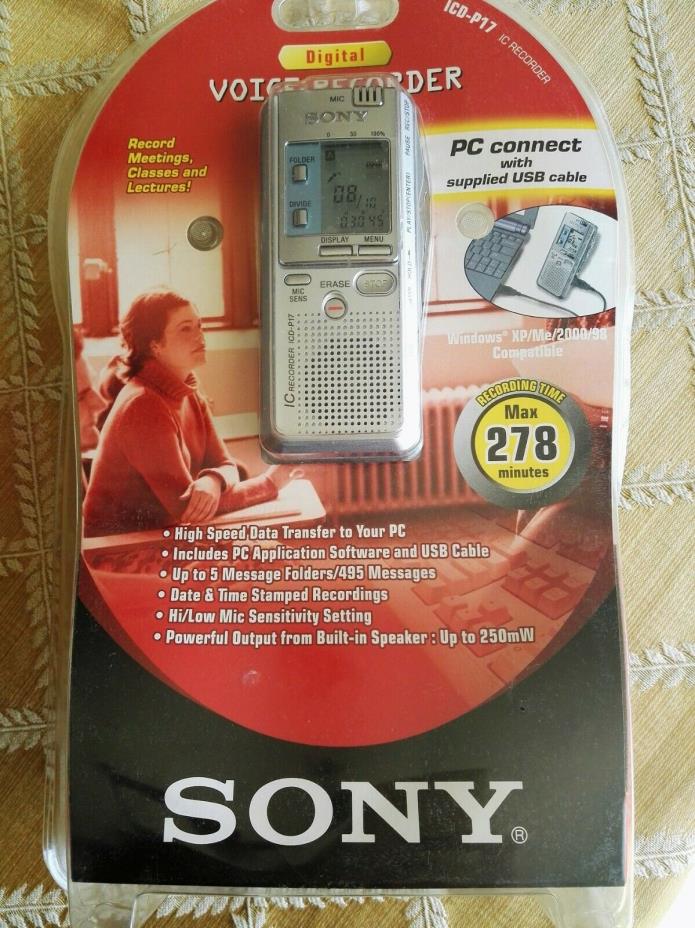 Sony IC Handheld Digital Voice Recorder ICD-P-17  SILVER - NEW