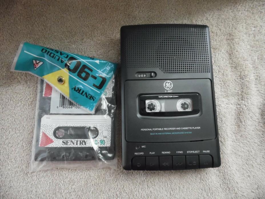GE 3-5027A Personal Portable Recorder and Cassette Player with 3 cassettes