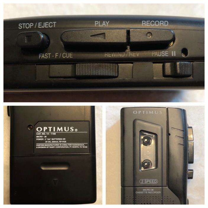 Optimus Micro-38 Micro Cassette Recorder 14-1166 Portable Voice Recorder