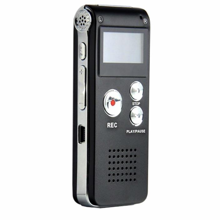 Mini Digital Voice Activated Recorder 8GB Small Audio Recording Device MP3 LCD