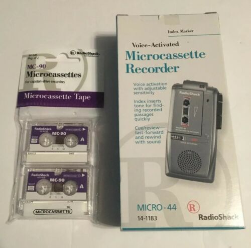 RadioShack VOX Voice Activation MICRO-44 Microcassette Recorder w/ 2 MC-90 tapes