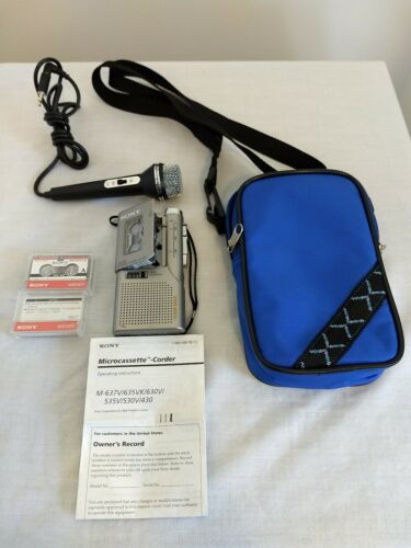 Sony M-635VK Clear Voice Microcassette-Corder VOR w/ MC-90 Cassettes x3...Tested