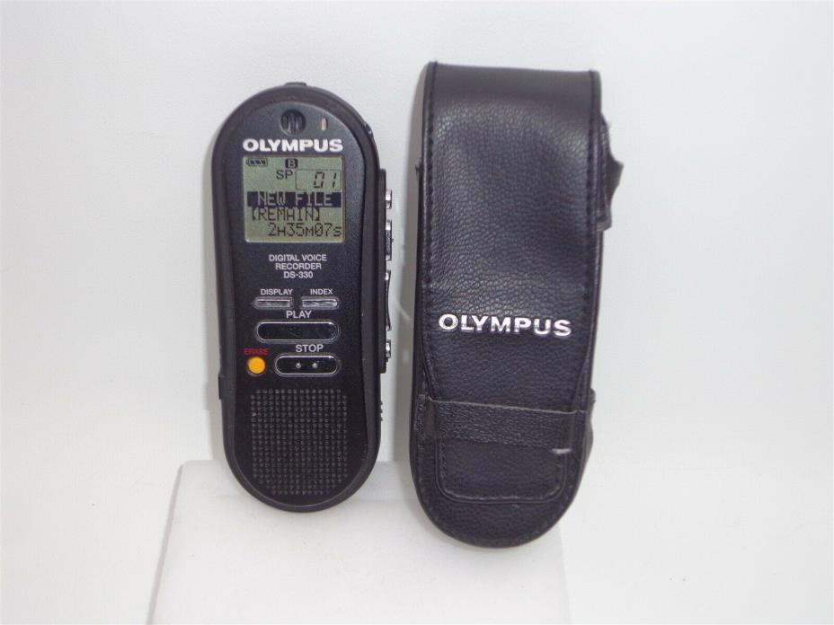 Black Olympus DS-330 Digital Voice Recorder with Leather Case Bundle