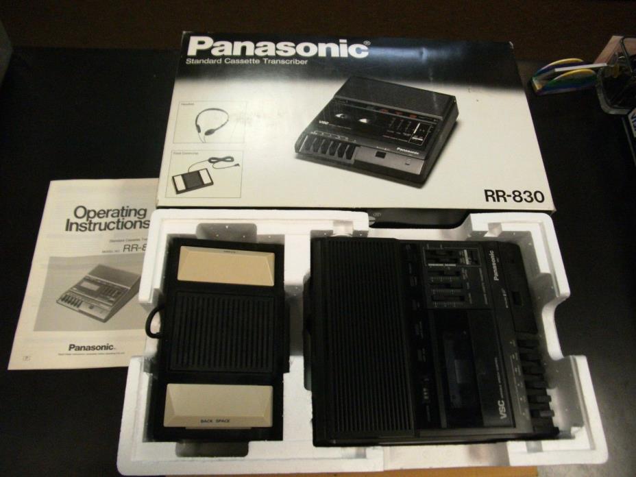 Panasonic Standard Cassette Tape Transcriber RR-830 with Foot Pedal in Box RR830