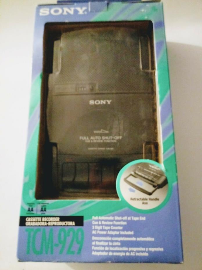 Sony TCM-929 Portable Cassette Player Recorder Full Auto Shut Off Tested & Works