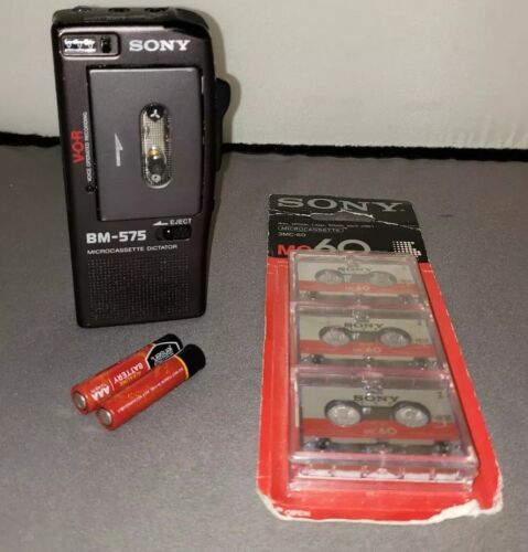 Sony BM-575 Handheld Cassette Voice Recorder With New Pack Of Tapes Fast Ship!