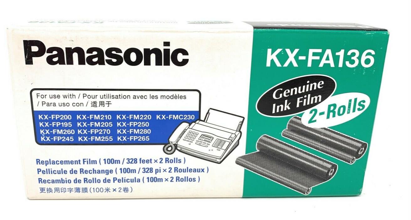 Genuine Authentic Panasonic KX-FA136 2 Rolls Of Replacement Film