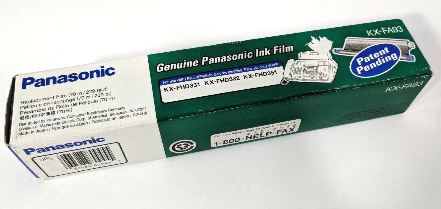 Panasonic Fax Machine Ink Film KX-FA93 for KX-FHD331/KX-FHD332/KX-FHD351 Genuine