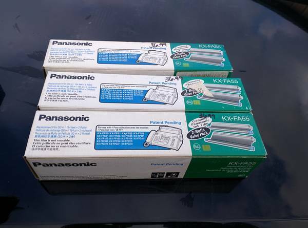 3 NEW - Genuine Panasonic KX-FA55 Replacement Fax Film - NEW Total 6 Rolls