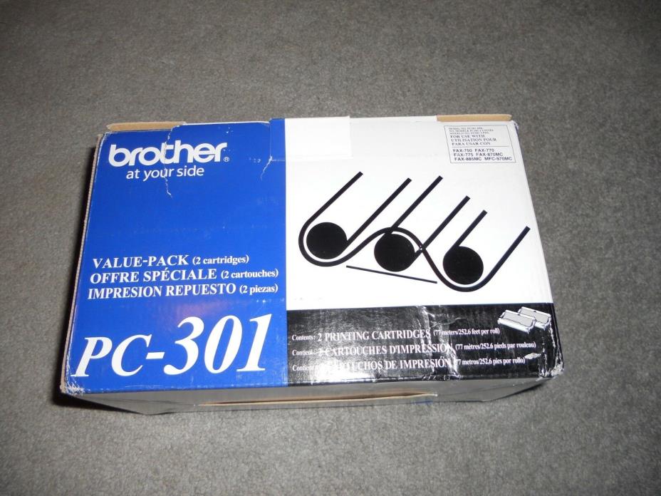 2-Pack New Genuine Brother PC-301 FAX Printing Cartridges FREE SHIPPING