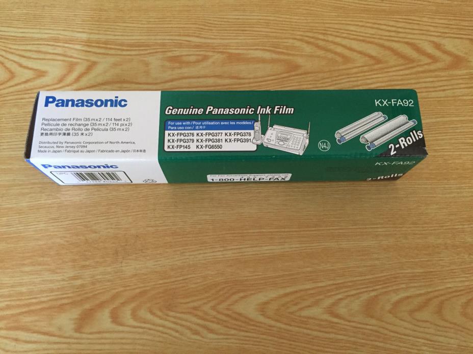 Genuine Panasonic KX-FA92 Fax Film 2 Rolls NEW