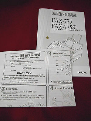 Brother Fax 775 775Si Fax Machine Owner's Manual w Easy Start Up Startcard