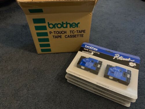 Lot Of 8 Tapes - Brother Black On White Laminated Labels Tape TC-20 Sealed