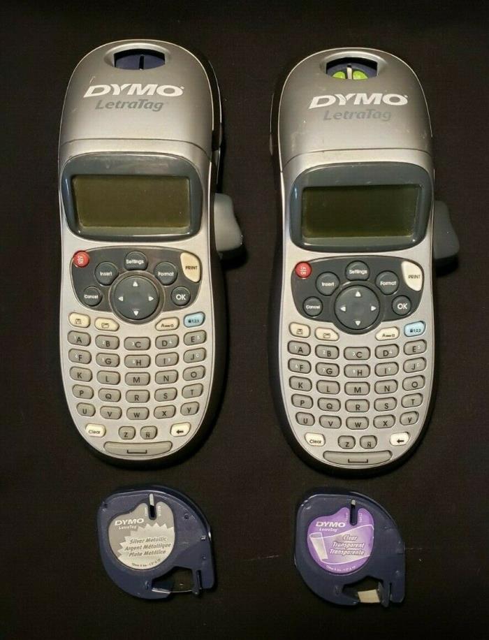 Lot of 2 Dymo LetraTag Label Makers Wireless Handheld Office Black White