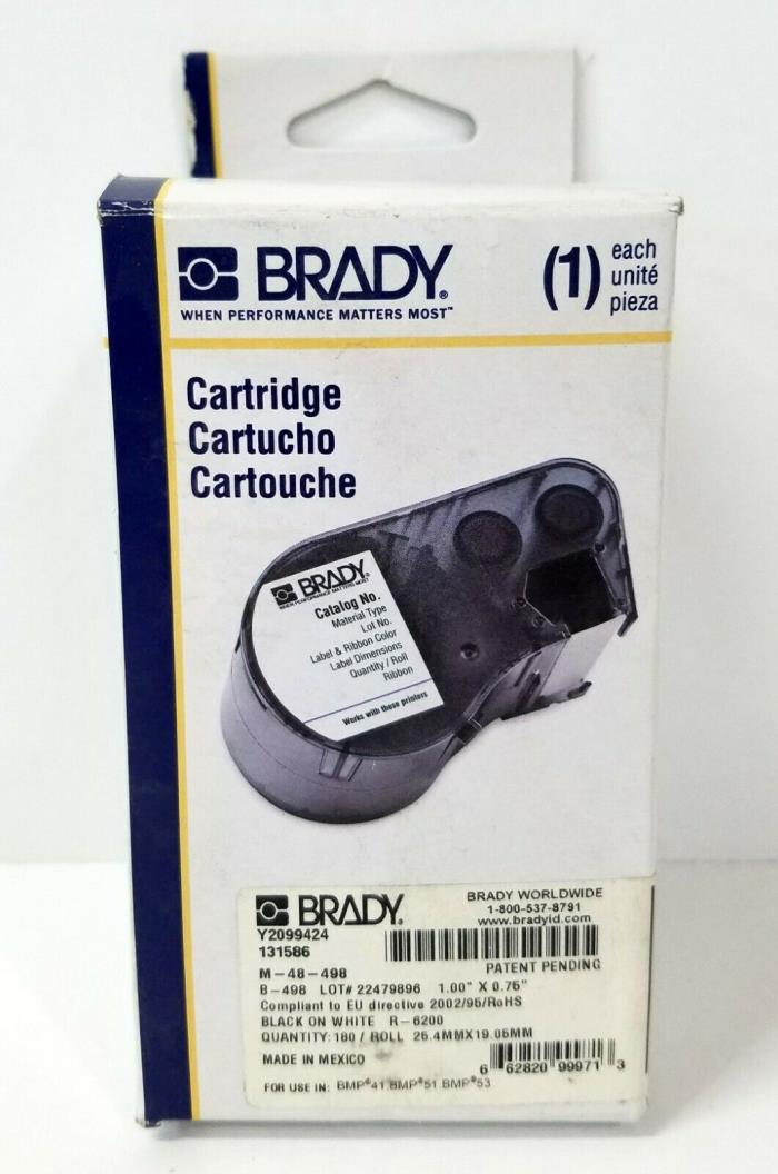 Brady M-48-498 ,Y2099424 B-498 Black on White ~ Free Shipping ~ New In Box