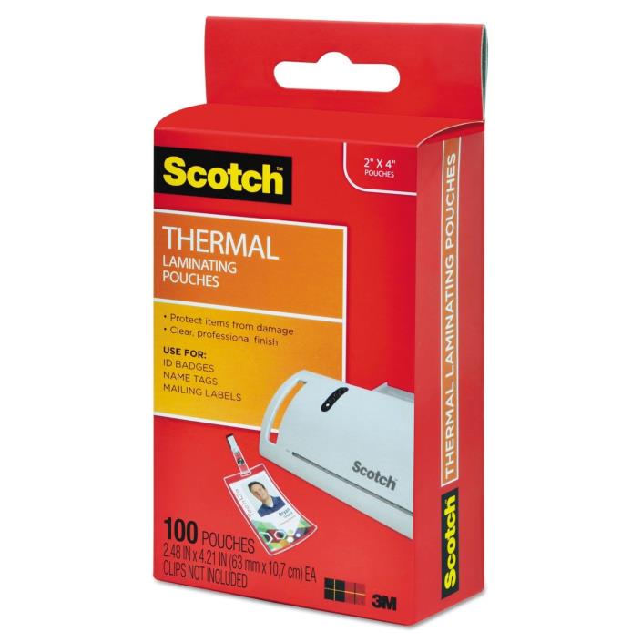 Scotch Id Badge Tag Size Thermal Laminating Pouches 5 Mil 4 1/4 X 2 1/5 100/pack
