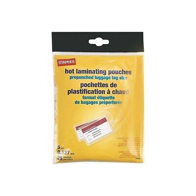 Staples 5mil Luggage Tag Sized Thermal Laminating Pouches 25/Pack 413435