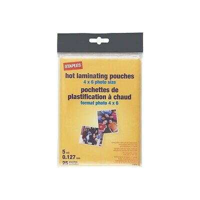 Staples 5mil Photo Size Thermal Laminating Pouches 25/Pack (17472) 472251