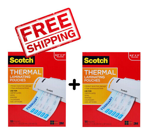 2 PACK Scotch Thermal Laminating Pouches (100-Pack)