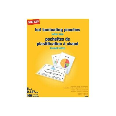 Staples 5 mil Thermal Laminating Pouches Letter Size 100 pack 489526