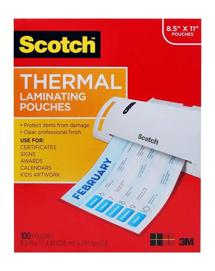 Scotch Thermal Laminating Pouches, 8.9 x 11.4 -Inches 3 mil thick 100-Pack