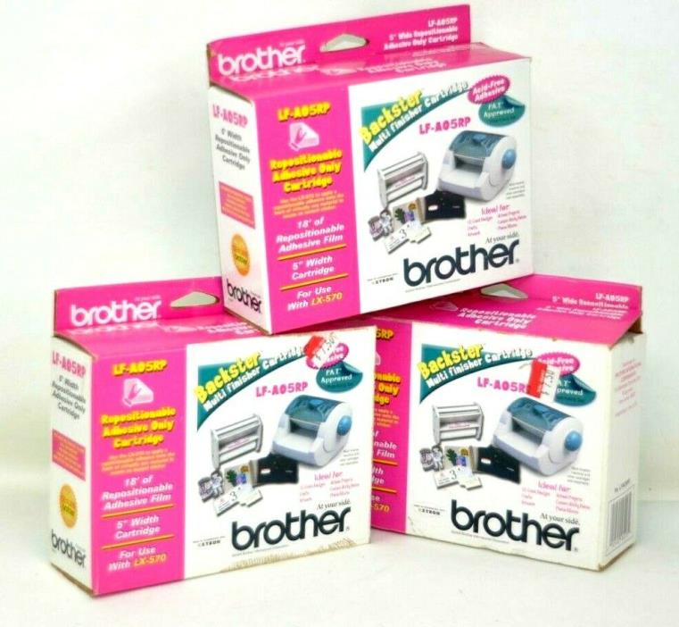 Lot of 3 Brother LF-A05RP Repositionable Adhesive Cartridge LX-570 18' 5
