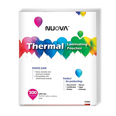 Nuova Premium Thermal Laminating Pouches 9 x 11.5 Inches, Letter Size, 3 mil,