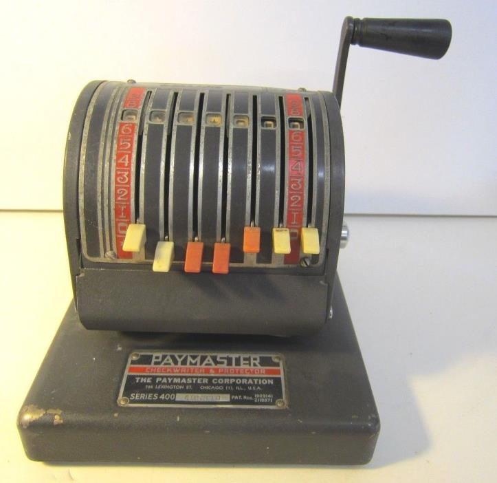 Vintage PAYMASTER Checkwriter & Protector Series 400 Working  7 Column