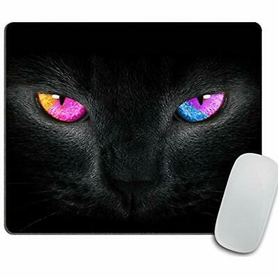 Colorful Eye's Cat Mouse Pad, Black Cat Pattern, Computer Accessories, Office