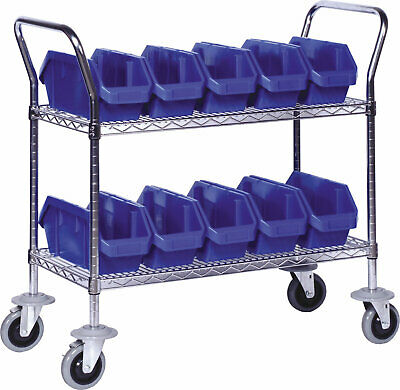 Quick Pick Bins Mobile Wire Utility Cart Blue 7