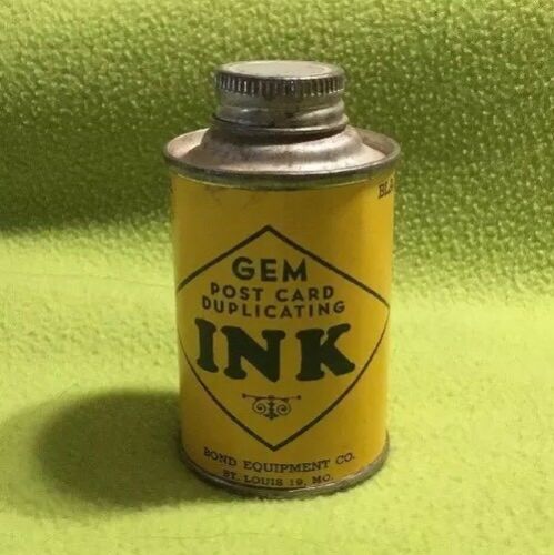 Vintage ~ INK ~ GEM ~ Post Card Duplicating ~ 1/4 Lb. Tin