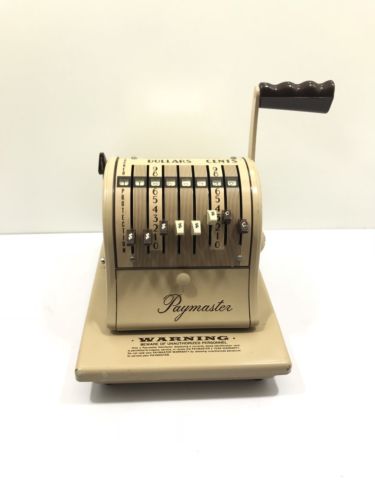 Paymaster Check writer Embosser S-1000 8 Position Vintage Brown Working