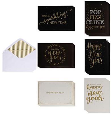 Pack New Year Cards  Happy New Year Greeting Cards in  Gold Foil Designs