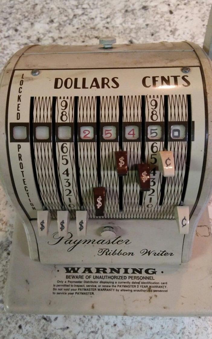 Vintage Paymaster Ribbon Writer Ser. 8000 W/Key