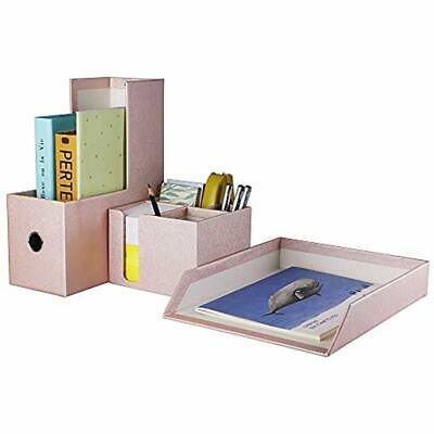 Luxury PU Leather 3 In 1 Desk Organizer Set, Magazine Holder, Document Tray, For
