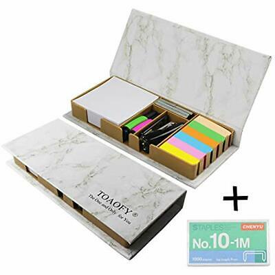 Desktop Supplies Organizer Marble Office Accessories Set With Ruled Notes, 2 1