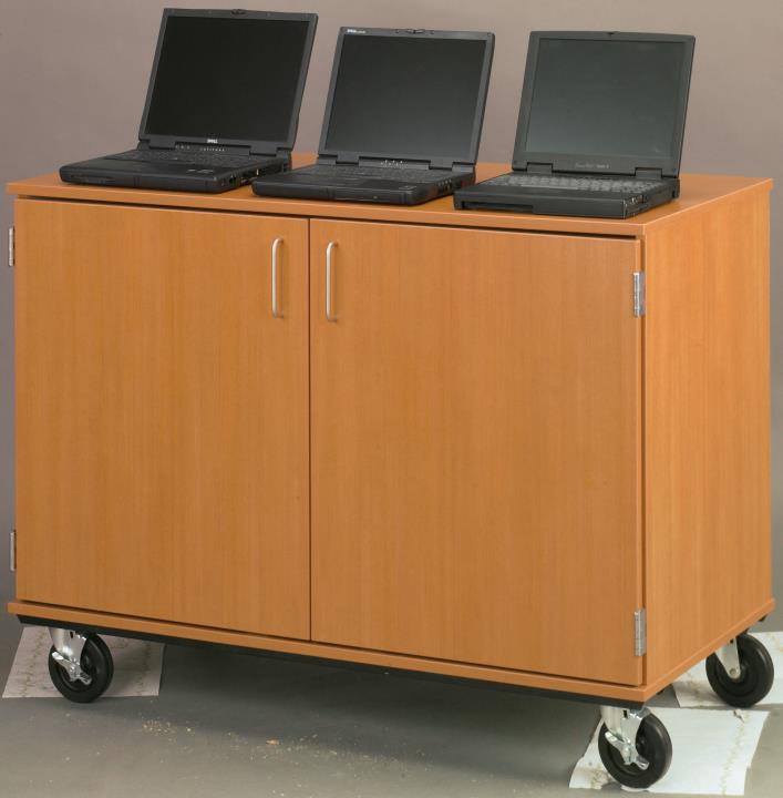 Stevens ID Systems Mobiles 20-Compartment Laptop Storage Cart Medium Oak