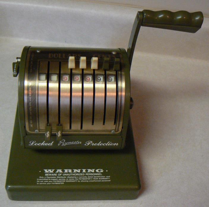 Check Writer Paymaster X-550 Locked Protection Stamping Embosser Machine Vintage