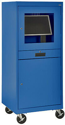 Sandusky Cabinets Mobile Computer Security Workstation AV Cart Blue