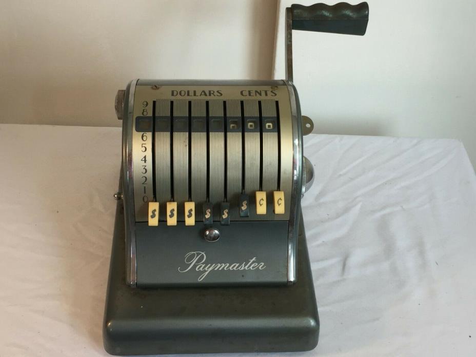 Vintage Paymaster S-600 Check Writing Printing Machine ~ w/ Key, Cover WORKS