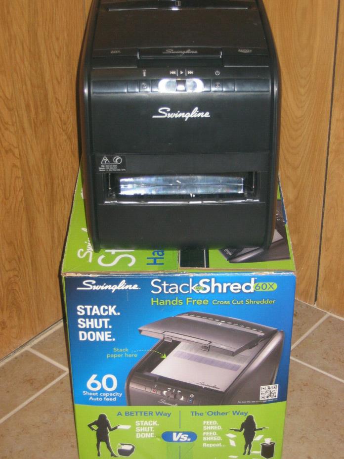 SWINGLINE Paper Shredder Cross-Cut Stack Shred Autofeed up to 60 Sheets